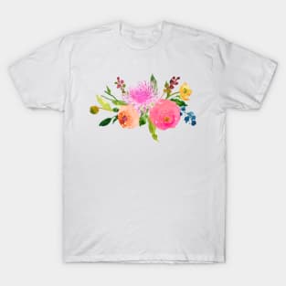 Floral Watercolor, Pink Renunculus T-Shirt